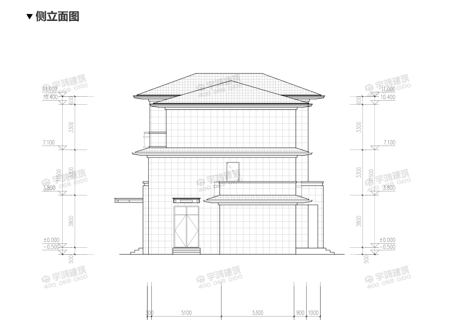新亞洲風格三層農村自建別墅設計圖紙